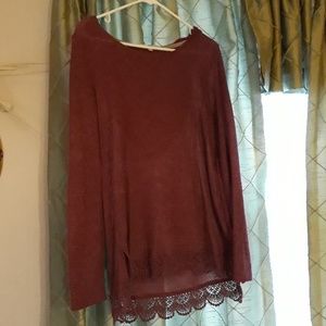 Long sleeve cranberry top